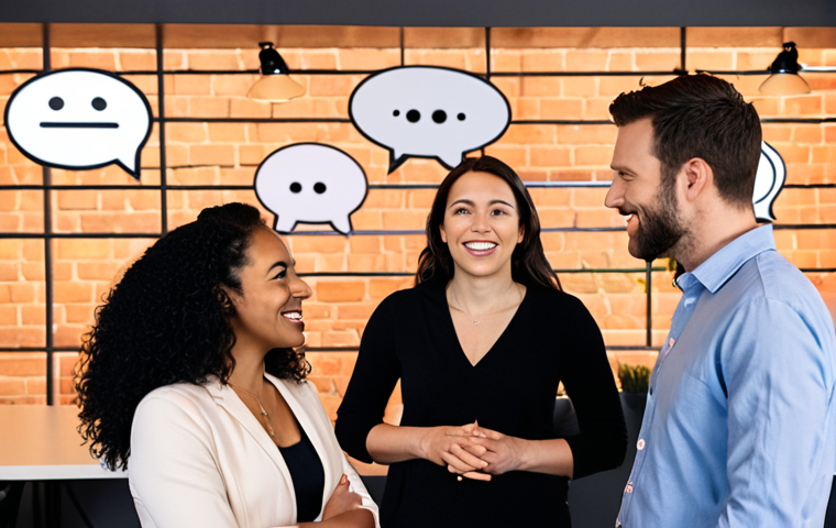 Authentic Connection**
Prompt: A diverse group of professionals engaged in genuine conversation at a modern co-working space. Focus on positive body language, eye contact, and active listening. Soft, warm lighting. Include subtle branding elements related to networking, such as stylized speech bubbles or a minimalist logo representing connection. Emphasis on authenticity and approachability.
**